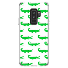 DistinctInk® Clear Shockproof Hybrid Case for Apple iPhone / Samsung Galaxy / Google Pixel - Green White Alligators