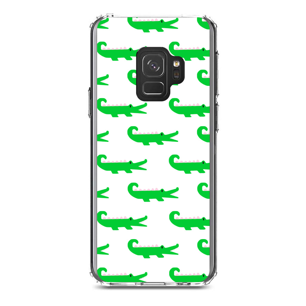 Green White Alligators Clear Shockproof iPhone Case, view 19