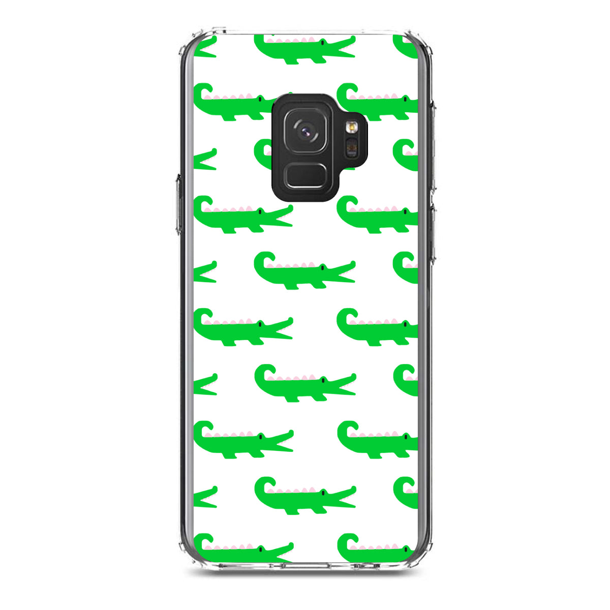 Green White Alligators Clear Shockproof iPhone Case, view 19