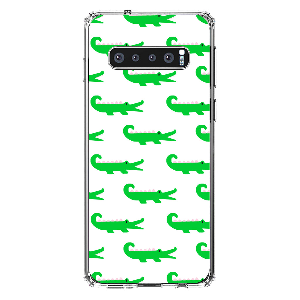 Green White Alligators Clear Shockproof iPhone Case, view 17