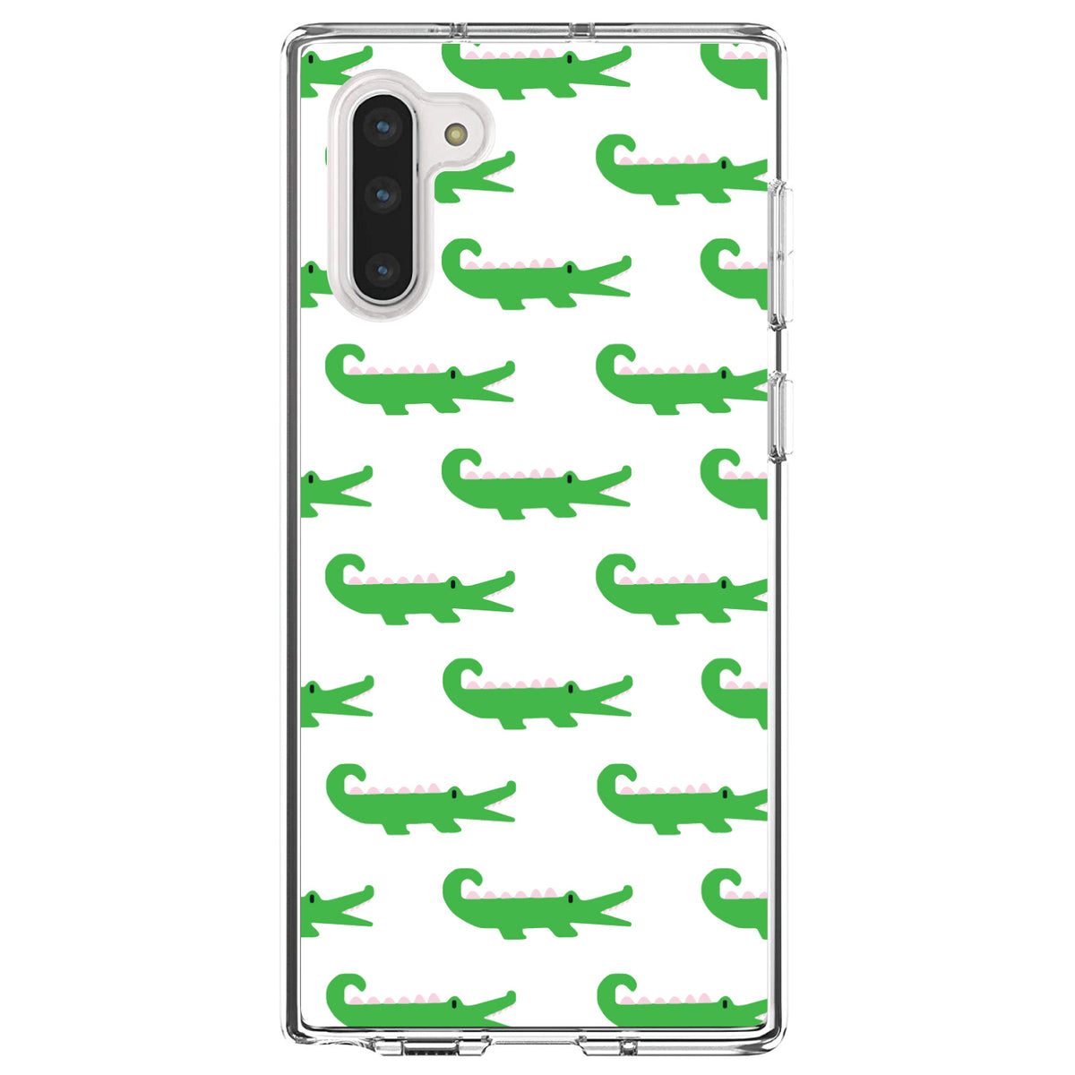 Green White Alligators Clear Shockproof iPhone Case, view 9
