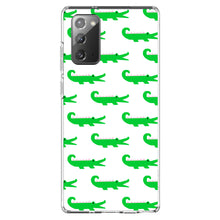 DistinctInk® Clear Shockproof Hybrid Case for Apple iPhone / Samsung Galaxy / Google Pixel - Green White Alligators
