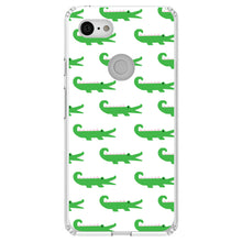 DistinctInk® Clear Shockproof Hybrid Case for Apple iPhone / Samsung Galaxy / Google Pixel - Green White Alligators