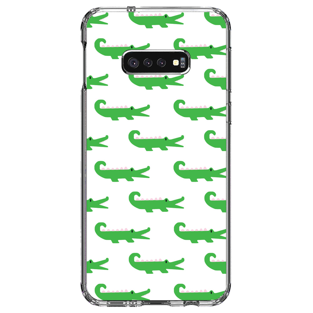 Green White Alligators Clear Shockproof iPhone Case, view 18