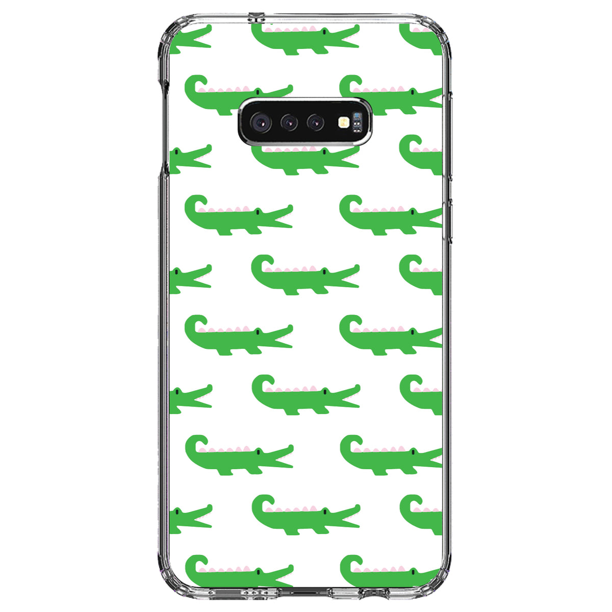 Green White Alligators Clear Shockproof iPhone Case, view 18