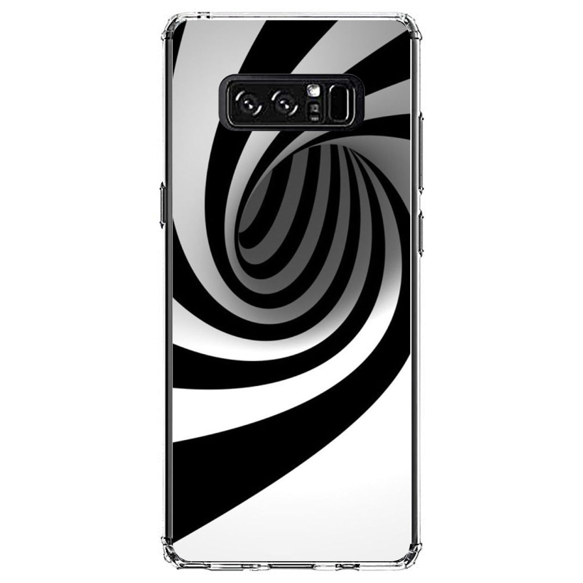 Black White Swirl Vortex Geometric Clear Shockproof iPhone Case, view 12