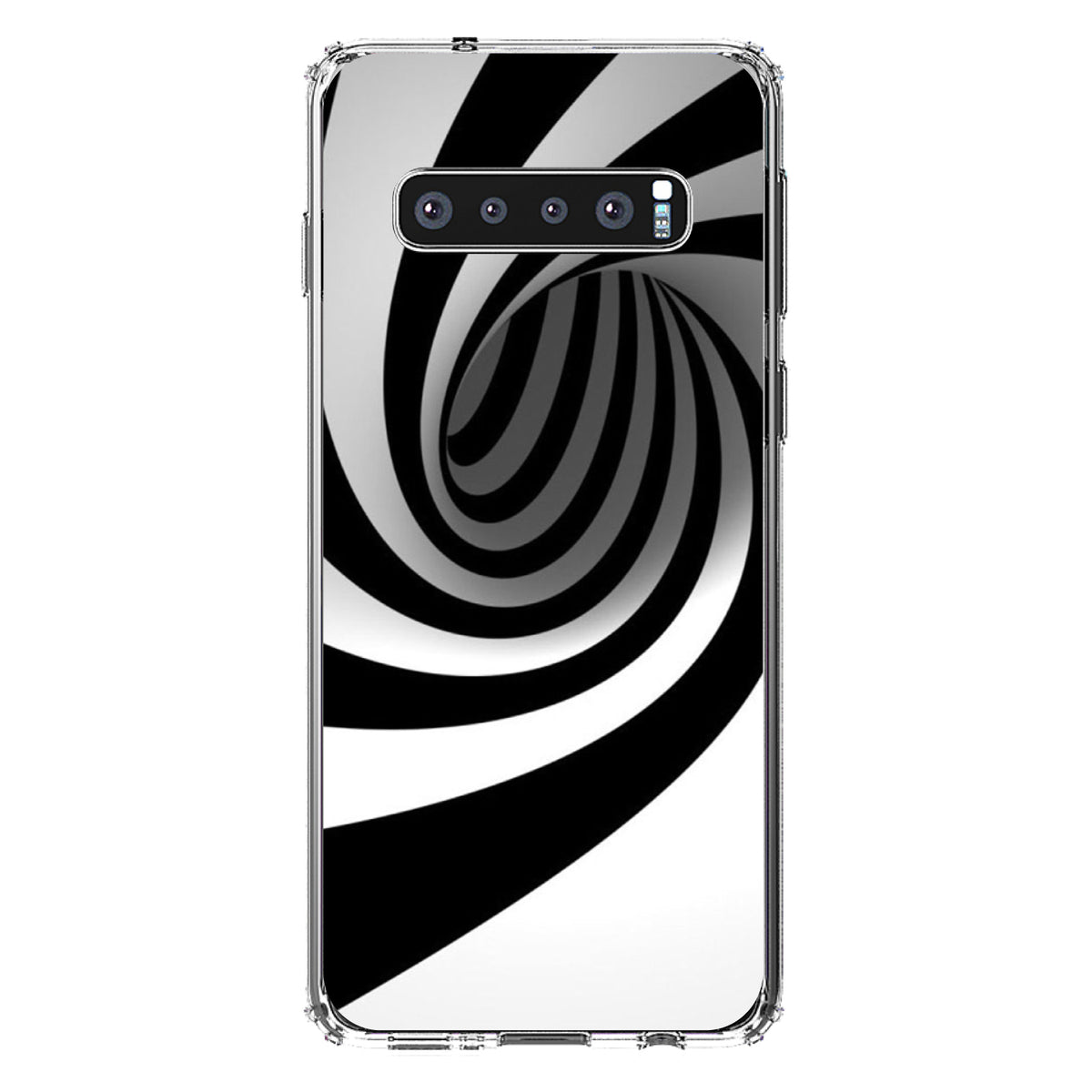 Black White Swirl Vortex Geometric Clear Shockproof iPhone Case, view 16