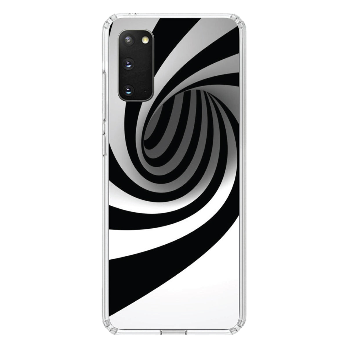 Black White Swirl Vortex Geometric Clear Shockproof iPhone Case, view 13