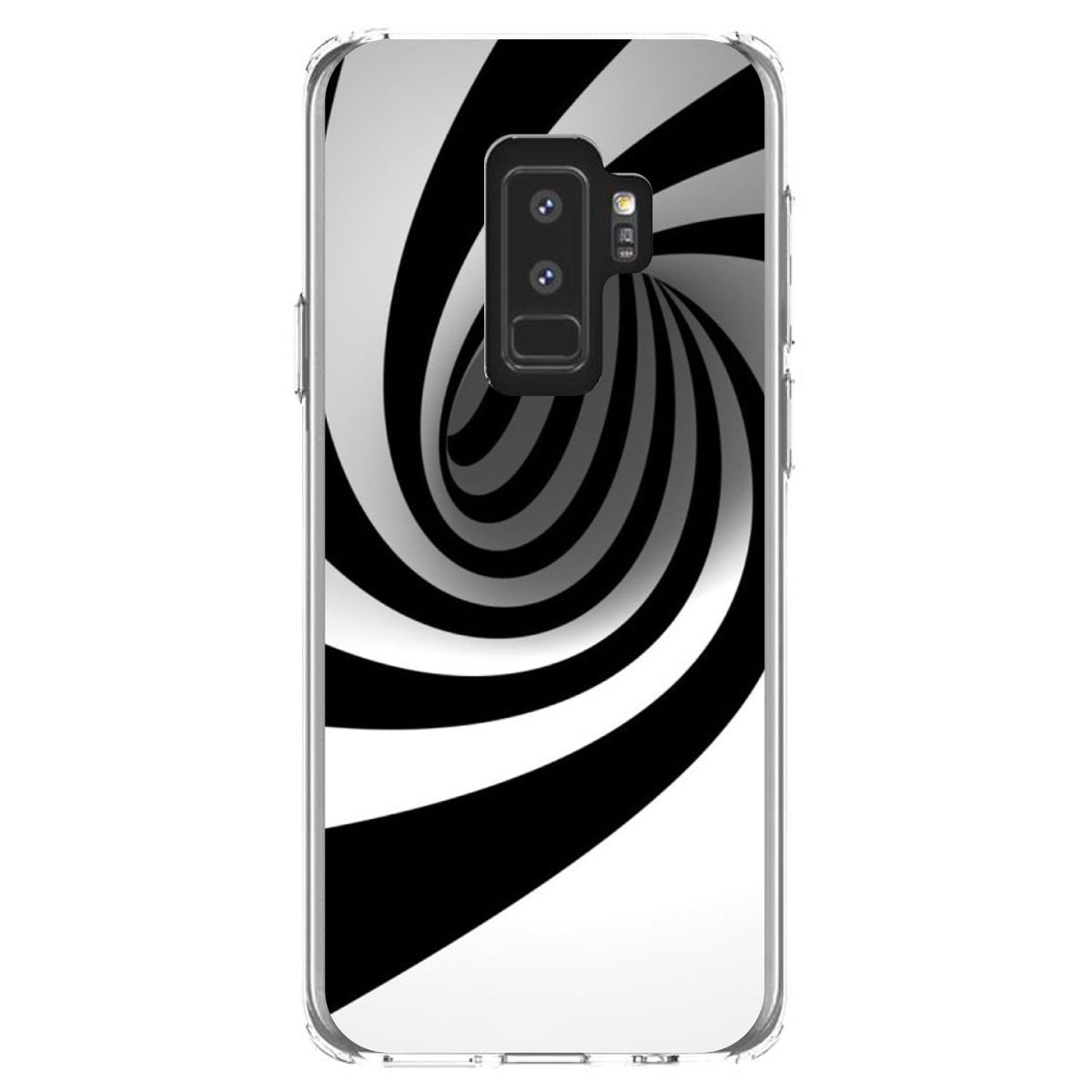 Black White Swirl Vortex Geometric Clear Shockproof iPhone Case, view 20