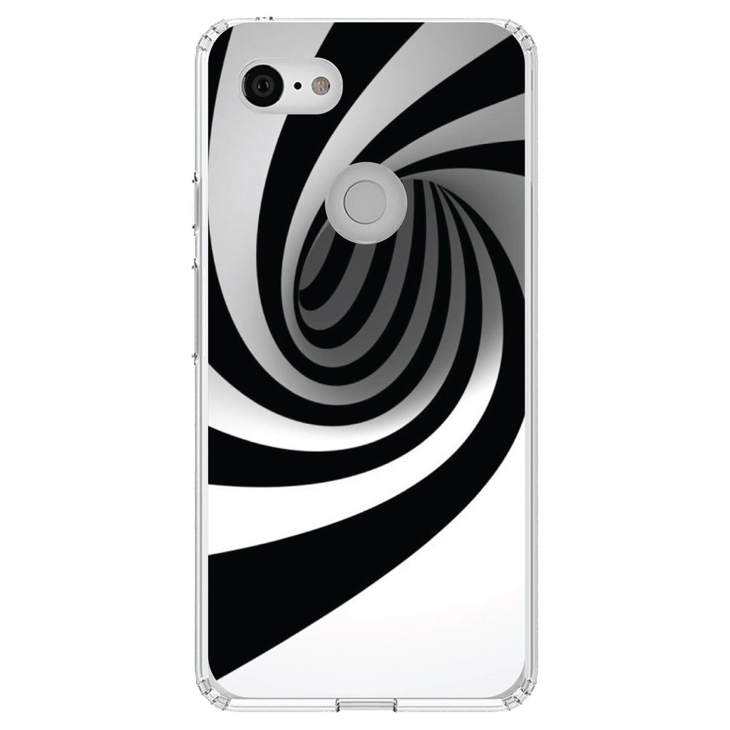 Black White Swirl Vortex Geometric Clear Shockproof iPhone Case, view 21