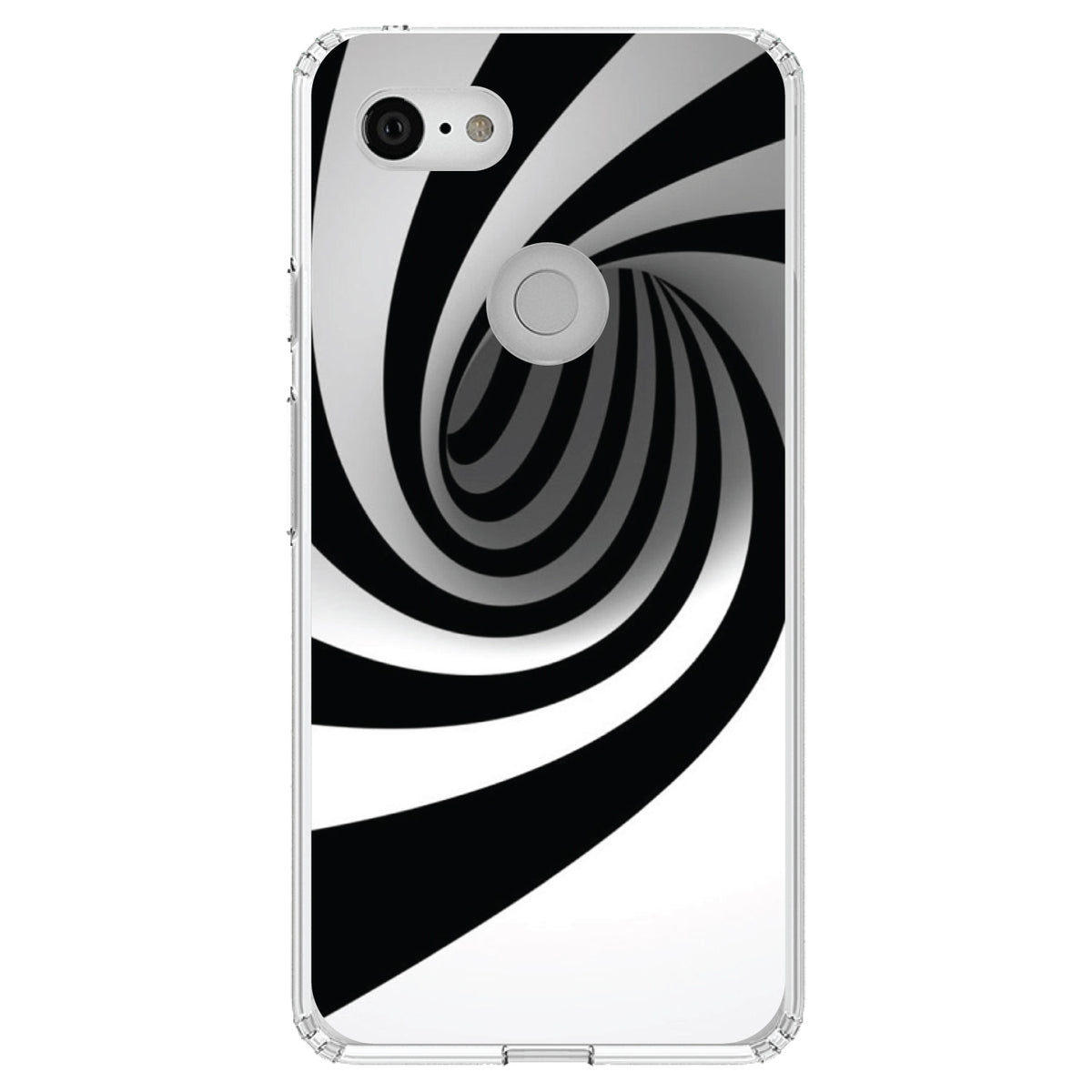 Black White Swirl Vortex Geometric Clear Shockproof iPhone Case, view 21
