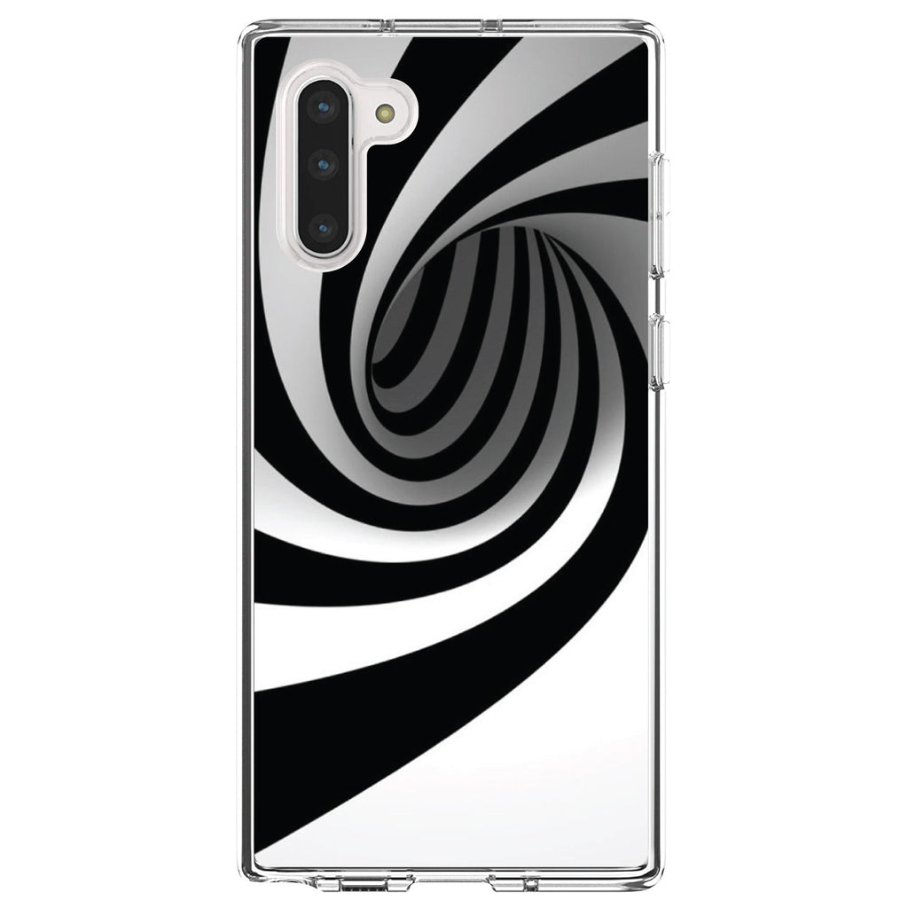 Black White Swirl Vortex Geometric Clear Shockproof iPhone Case, view 9