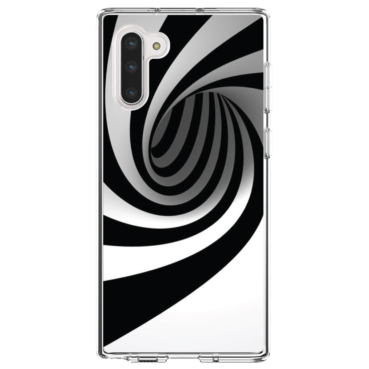 Black White Swirl Vortex Geometric Clear Shockproof iPhone Case, view 9