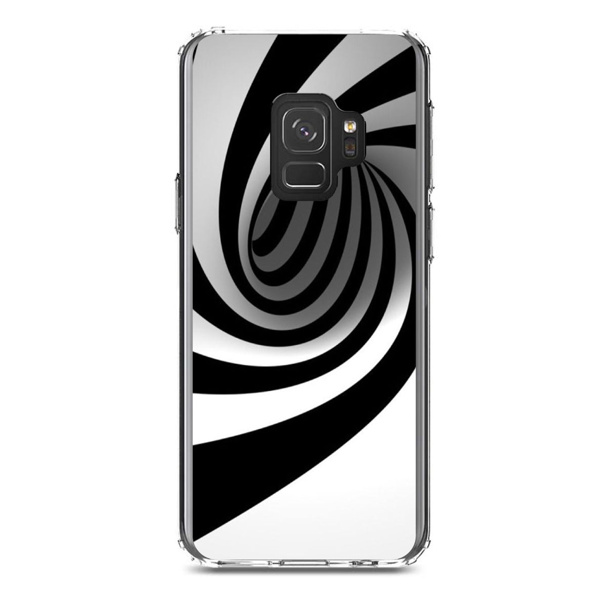 Black White Swirl Vortex Geometric Clear Shockproof iPhone Case, view 19