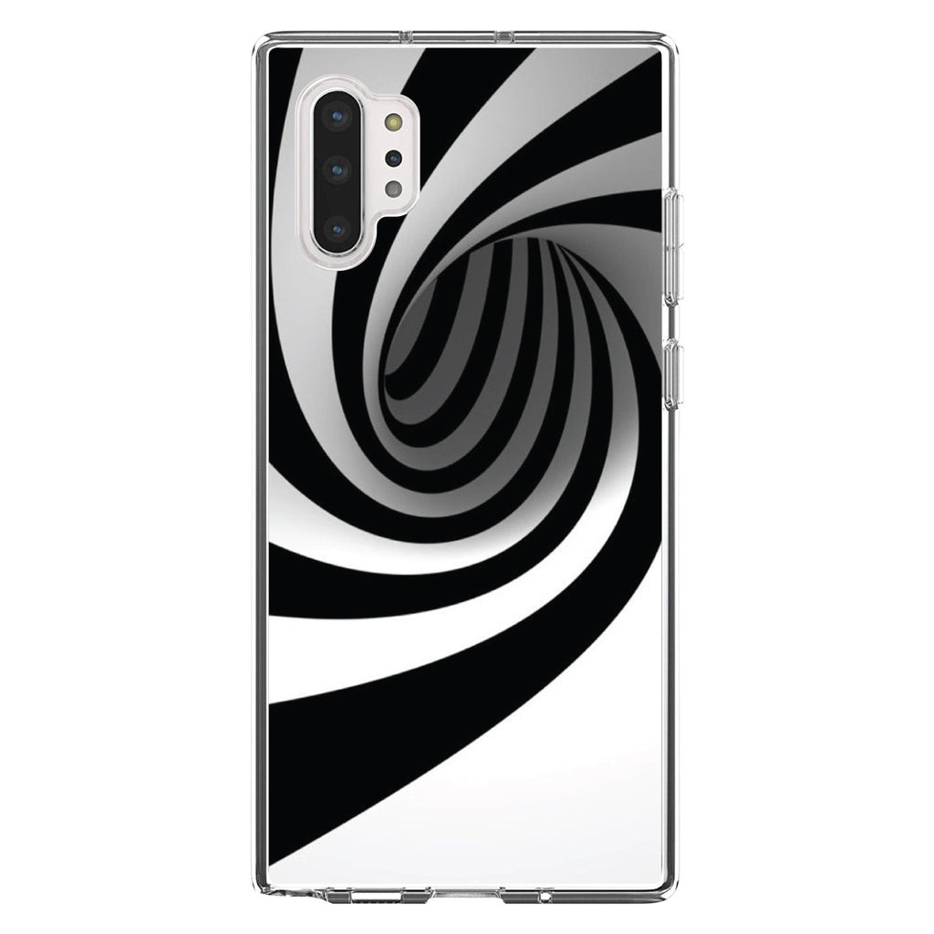 Black White Swirl Vortex Geometric Clear Shockproof iPhone Case, view 10