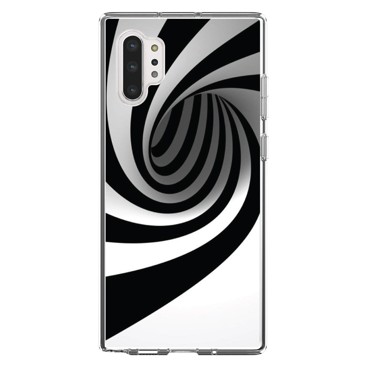 Black White Swirl Vortex Geometric Clear Shockproof iPhone Case, view 10