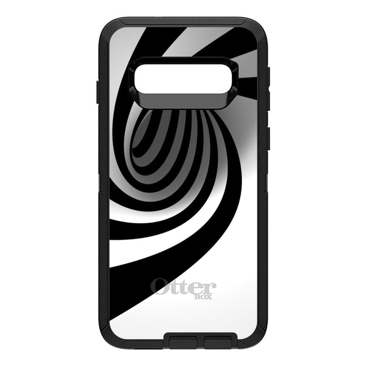 Black White Swirl Vortex Geometric OtterBox Defender Case for iPhone & Galaxy, view 6