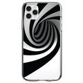 Black White Swirl Vortex Geometric Clear Shockproof iPhone Case