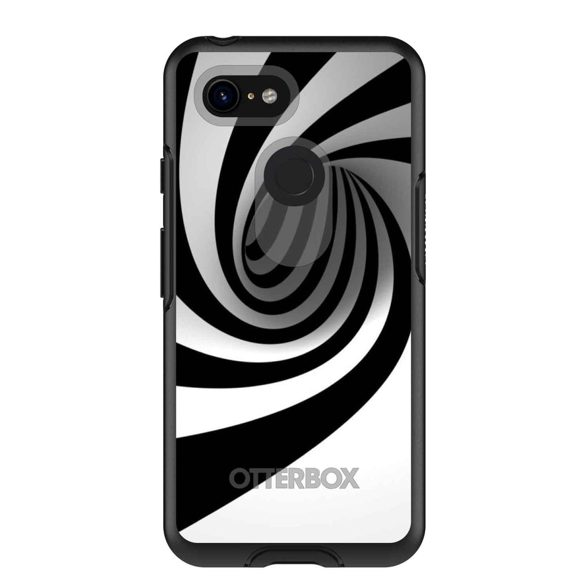 Black White Swirl Vortex Geometric OtterBox Symmetry Case for iPhone & Galaxy, view 15