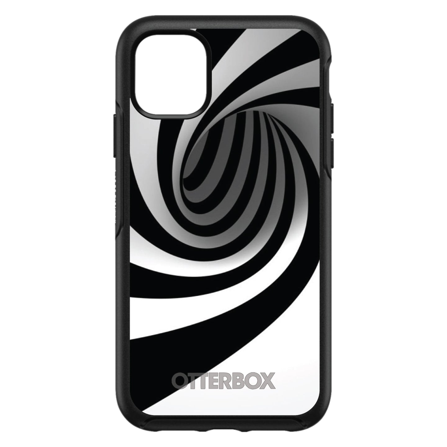 DistinctInk™ OtterBox Symmetry Series Case for Apple iPhone / Samsung Galaxy / Google Pixel - Black White Swirl Vortex Geometric