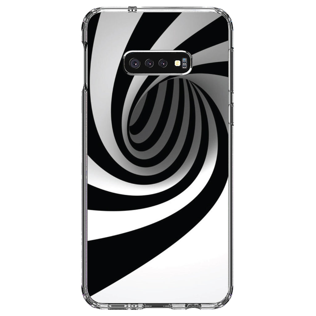 Black White Swirl Vortex Geometric Clear Shockproof iPhone Case, view 18
