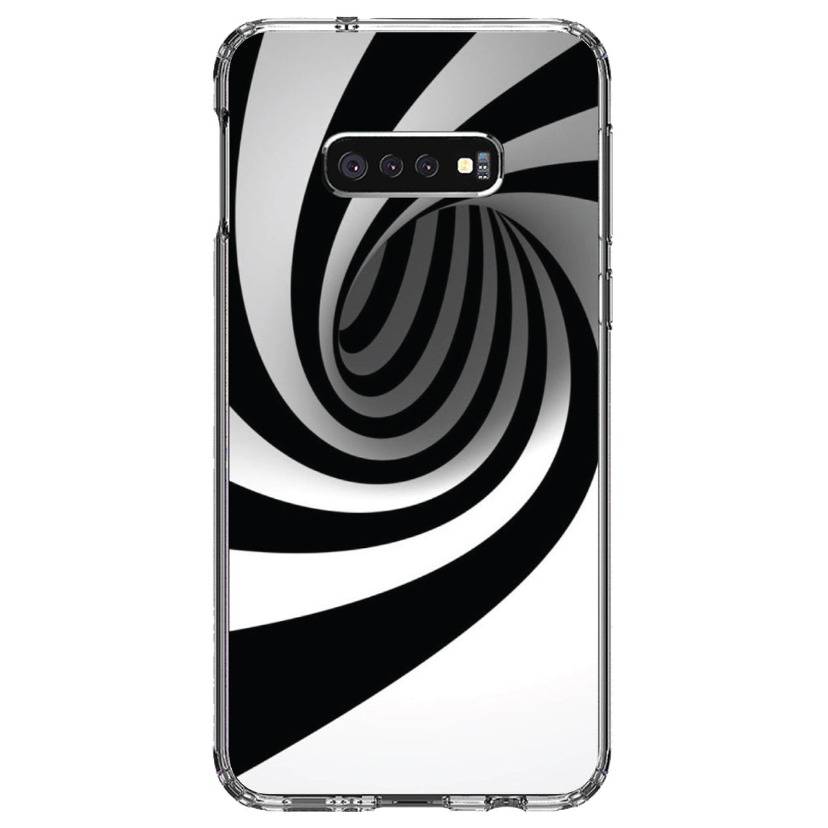 Black White Swirl Vortex Geometric Clear Shockproof iPhone Case, view 18