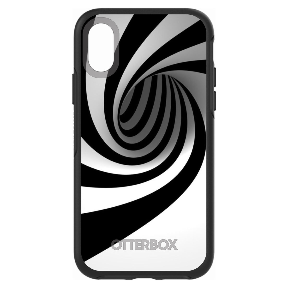 Black White Swirl Vortex Geometric OtterBox Symmetry Case for iPhone & Galaxy, view 4