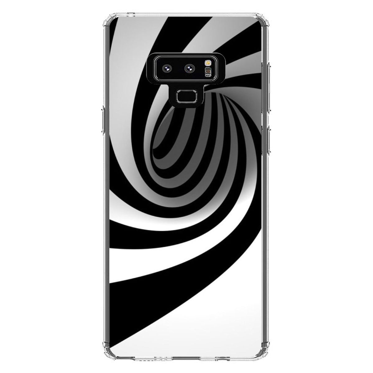Black White Swirl Vortex Geometric Clear Shockproof iPhone Case, view 11
