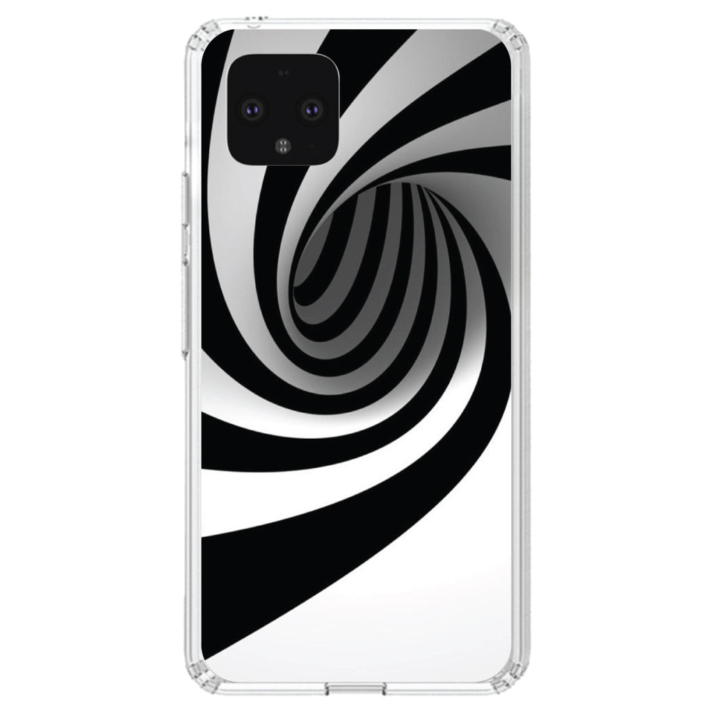 Black White Swirl Vortex Geometric Clear Shockproof iPhone Case, view 24