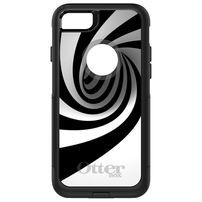 DistinctInk OtterBox Commuter Series Case for Apple iPhone or Samsung Galaxy - Black White Swirl Vortex Geometric