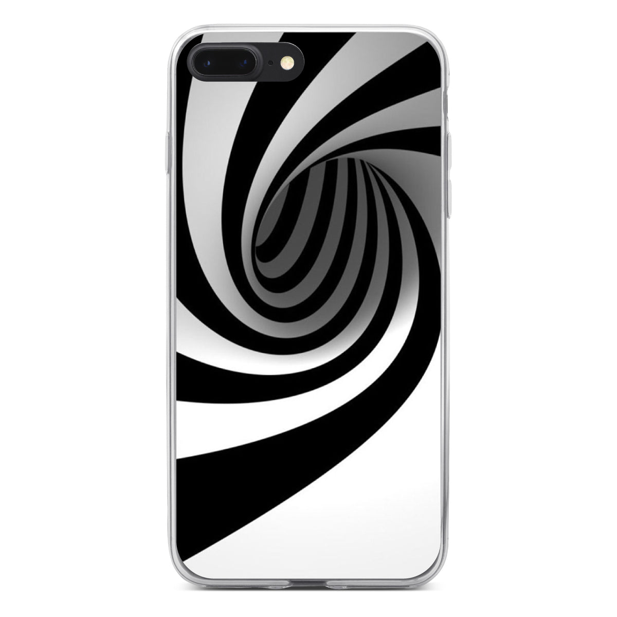 Black White Swirl Vortex Geometric Clear Shockproof iPhone Case, view 6