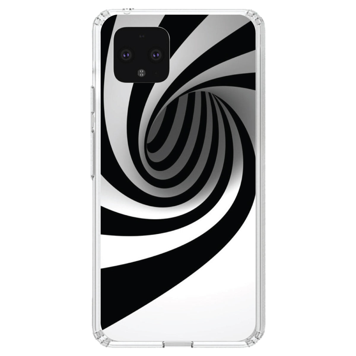 Black White Swirl Vortex Geometric Clear Shockproof iPhone Case, view 23