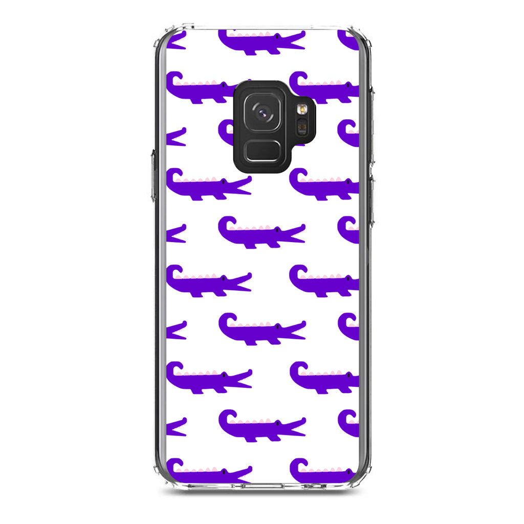 Purple White Alligators Clear Shockproof iPhone Case, view 19