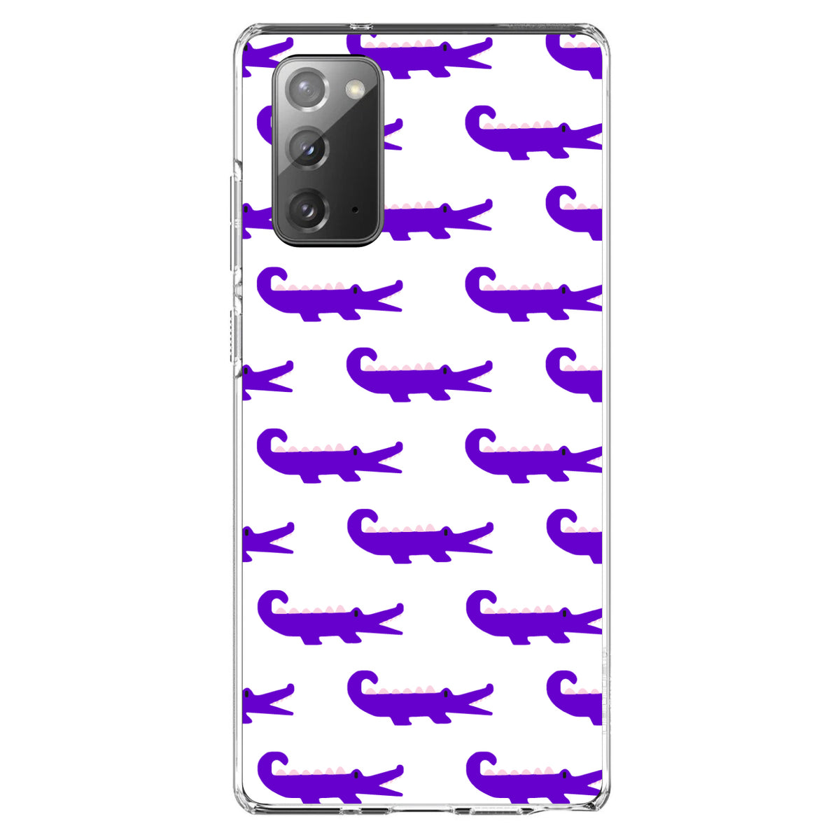 Purple White Alligators Clear Shockproof iPhone Case, view 7