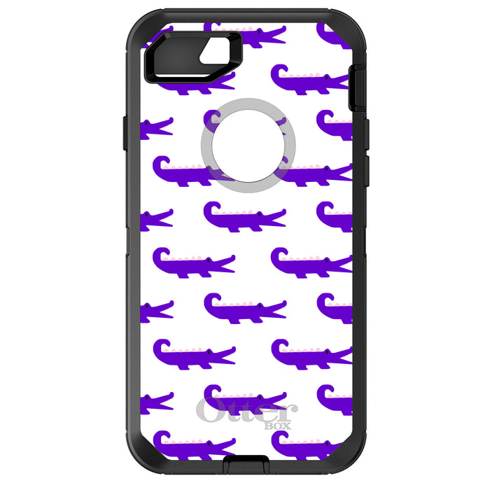 DistinctInk™ OtterBox Defender Series Case for Apple iPhone / Samsung Galaxy / Google Pixel - Purple White Alligators