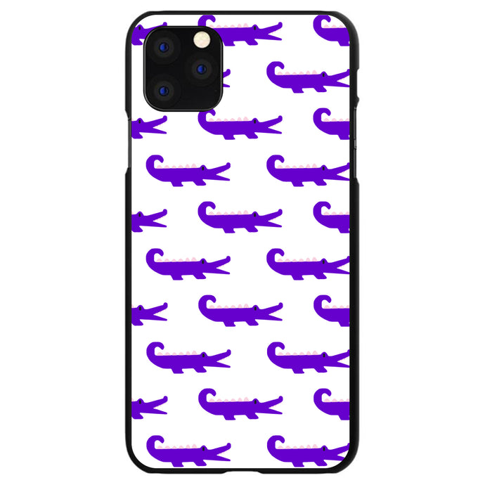 DistinctInk® Hard Plastic Snap-On Case for Apple iPhone or Samsung Galaxy - Purple White Alligators