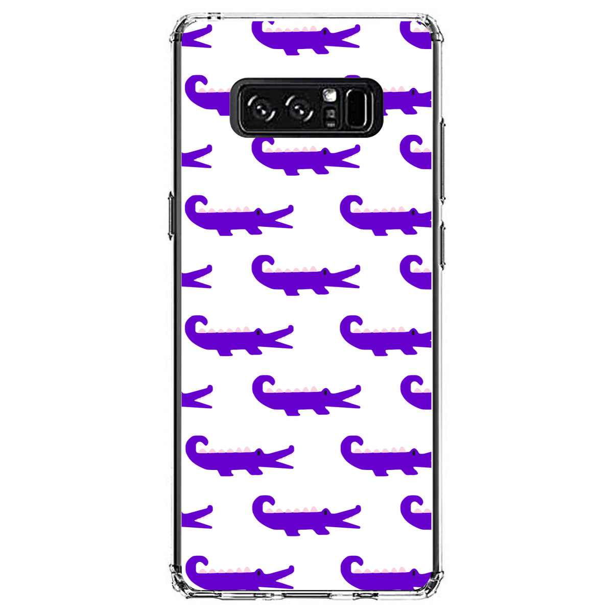 Purple White Alligators Clear Shockproof iPhone Case, view 12