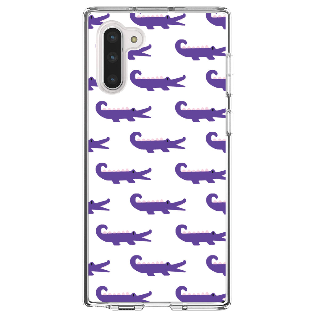 Purple White Alligators Clear Shockproof iPhone Case, view 9