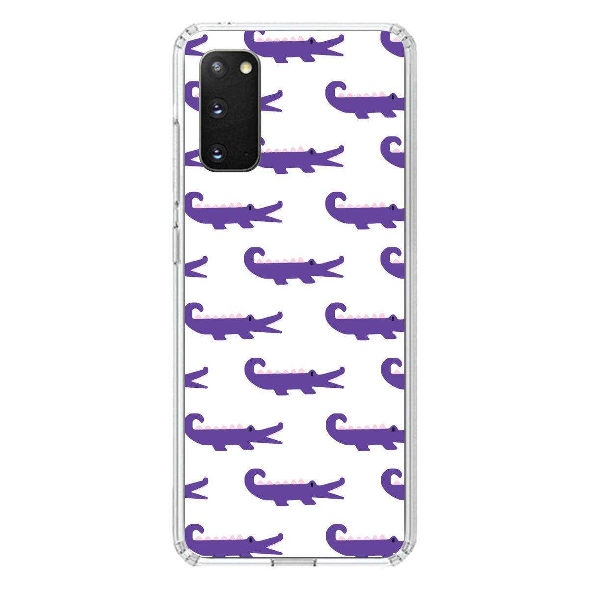 Purple White Alligators Clear Shockproof iPhone Case, view 15