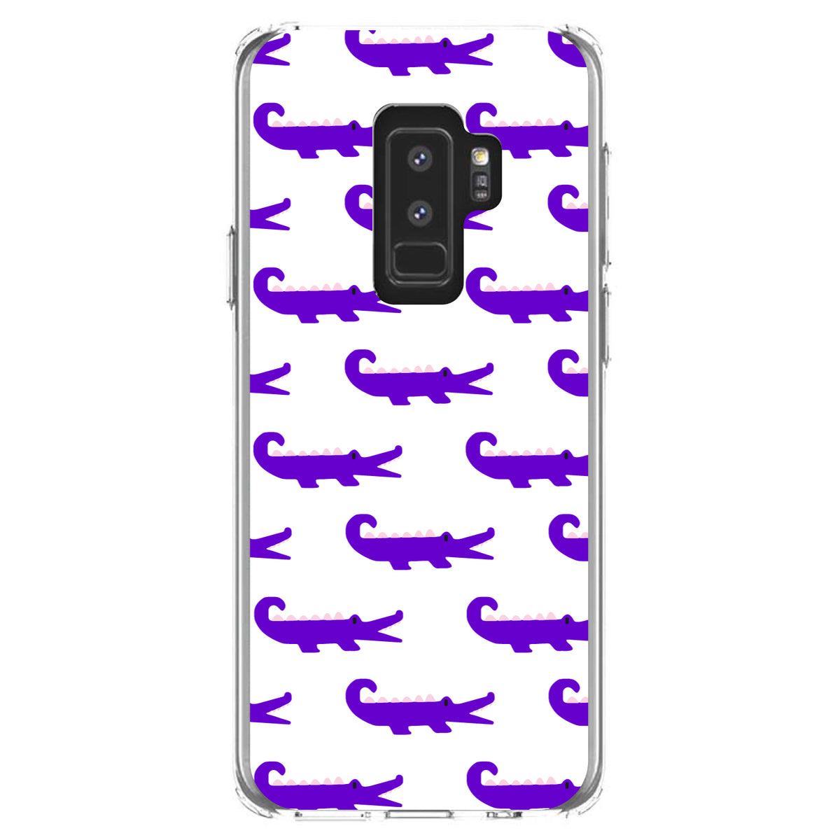 Purple White Alligators Clear Shockproof iPhone Case, view 20