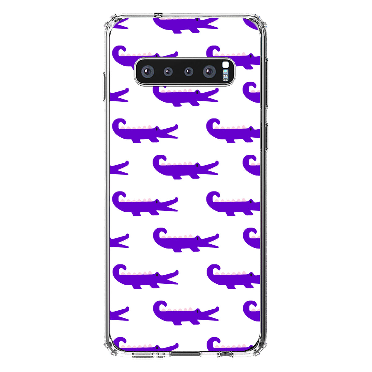 Purple White Alligators Clear Shockproof iPhone Case, view 17
