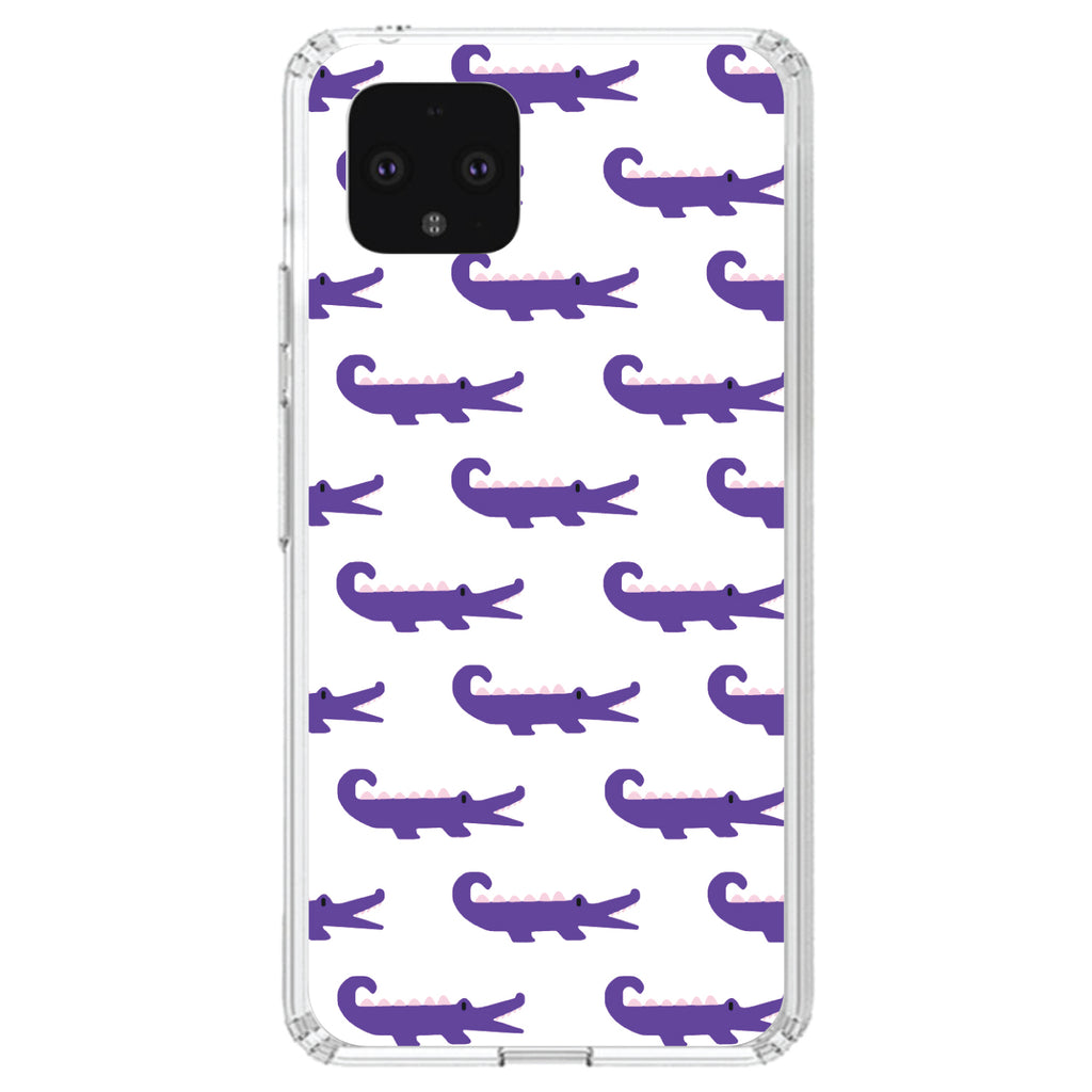 Purple White Alligators Clear Shockproof iPhone Case, view 23