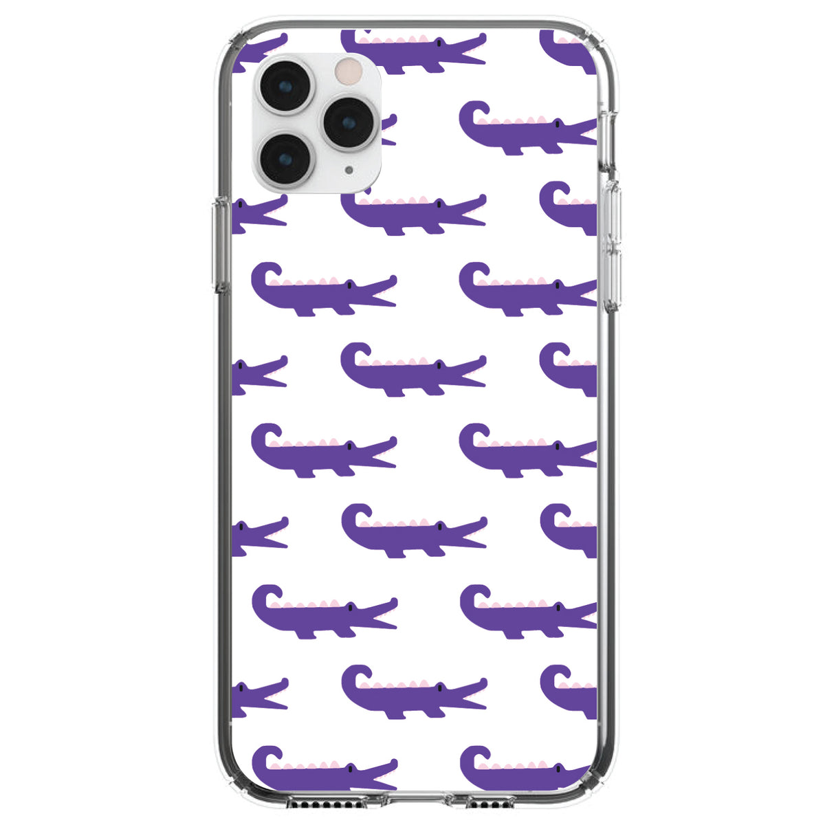 Purple White Alligators Clear Shockproof iPhone Case