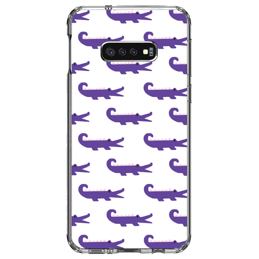 Purple White Alligators Clear Shockproof iPhone Case, view 18