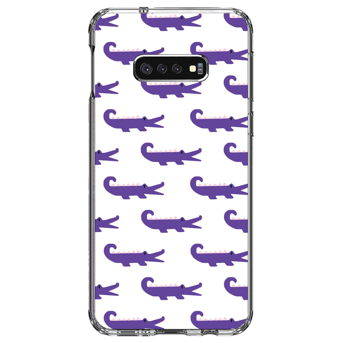 Purple White Alligators Clear Shockproof iPhone Case, view 18