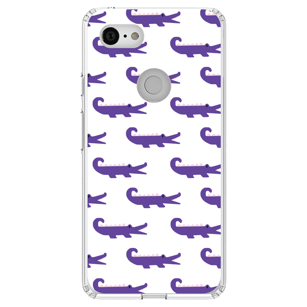 Purple White Alligators Clear Shockproof iPhone Case, view 22
