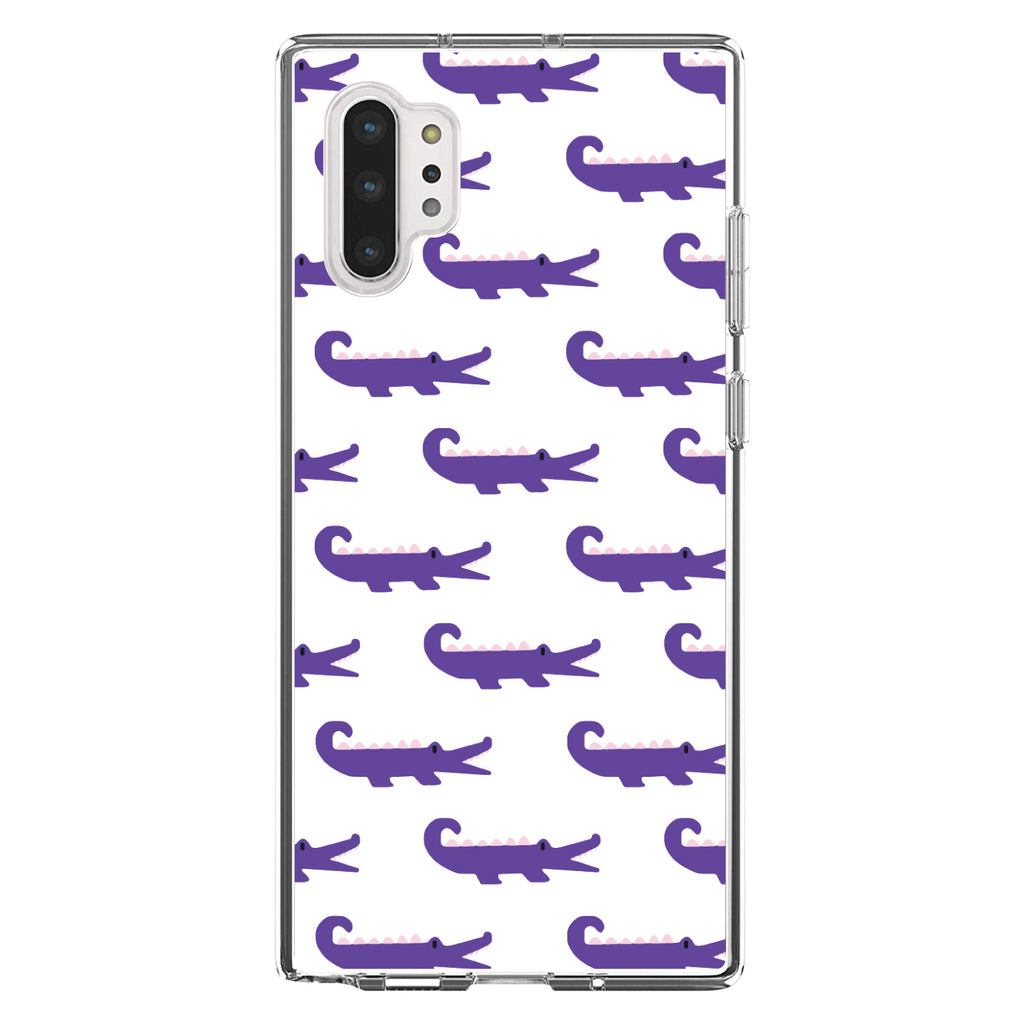 Purple White Alligators Clear Shockproof iPhone Case, view 10