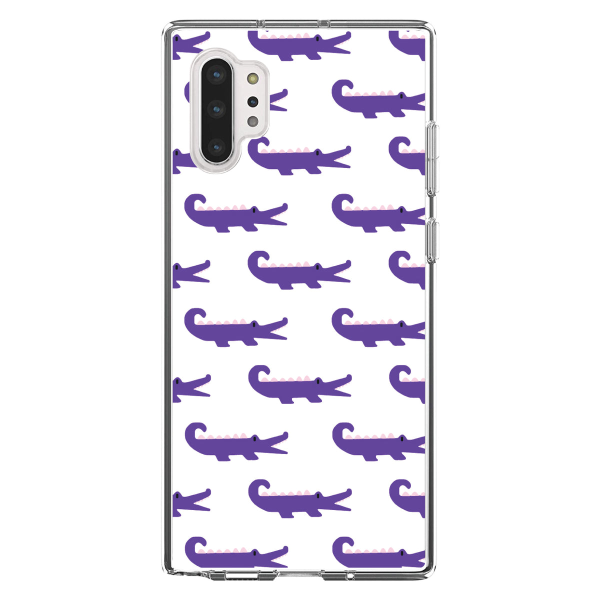 Purple White Alligators Clear Shockproof iPhone Case, view 10