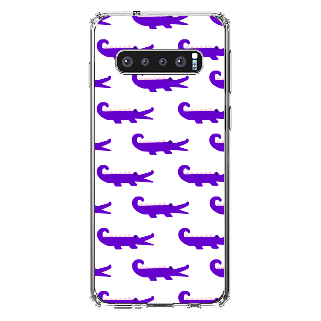 Purple White Alligators Clear Shockproof iPhone Case, view 16