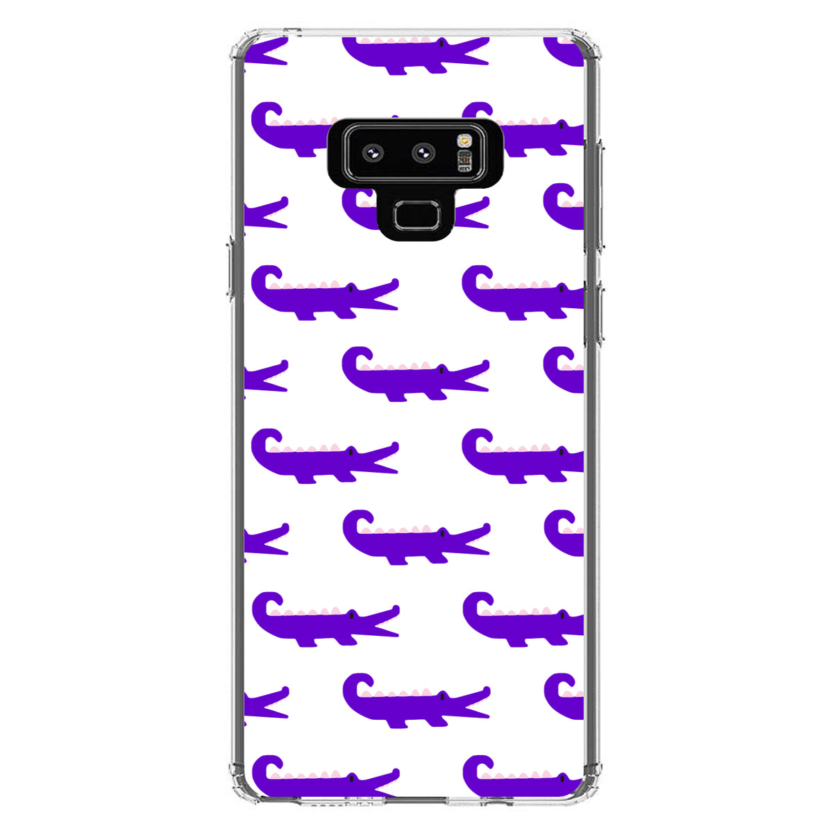 Purple White Alligators Clear Shockproof iPhone Case, view 11